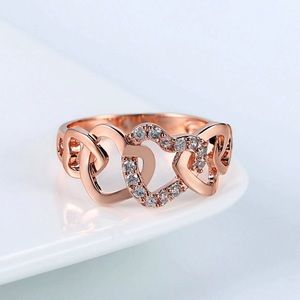 💝Love Hearts CZ 18K Rose Gold Plated Ring